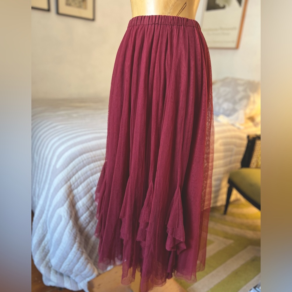 Lilith France tulle maxi skirt cranberry red - for holidays!